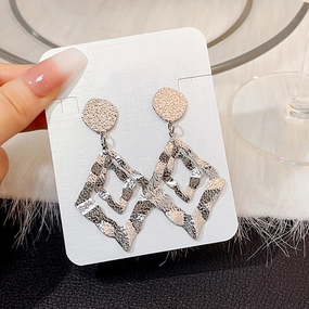 Wholesale Irregular Embossed Rhombus Earrings