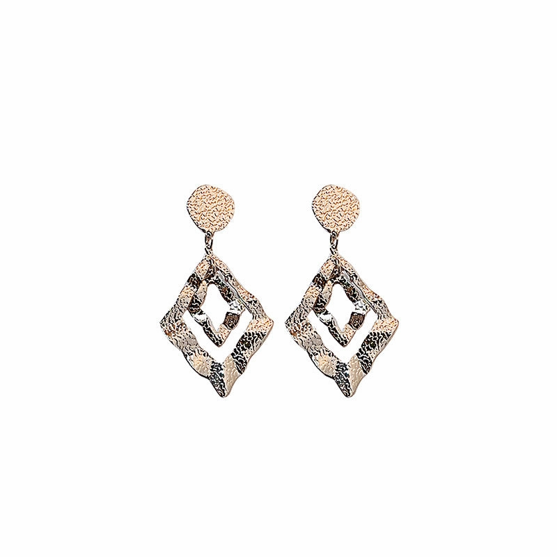 Wholesale Irregular Embossed Rhombus Earrings