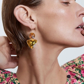 Wholesale Irregular Geometric Alloy Colorful Gemstone Sparkling Earrings