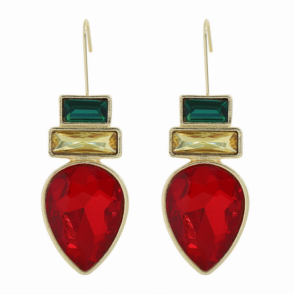 Wholesale Irregular Geometric Alloy Colorful Gemstone Sparkling Earrings