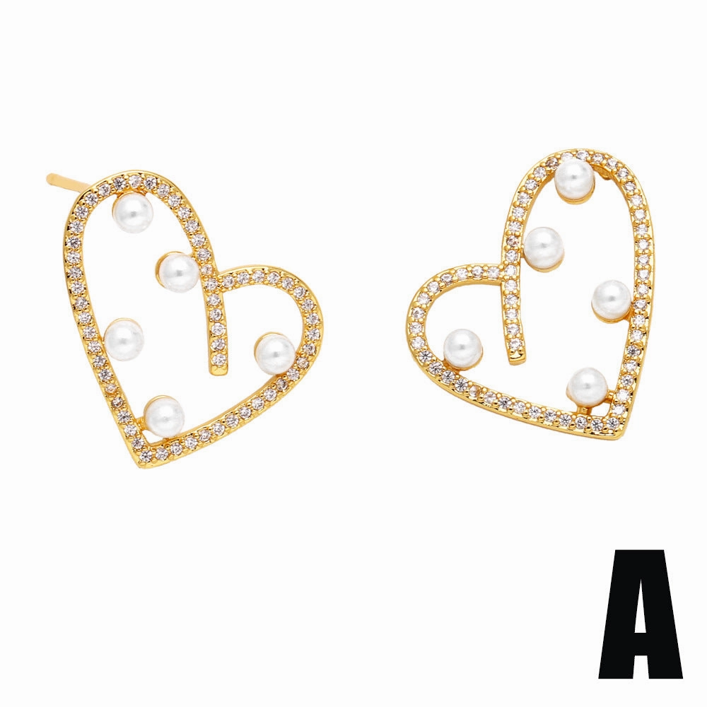 Wholesale Irregular Heart Copper Ear Studs