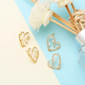 Wholesale Irregular Heart Copper Ear Studs