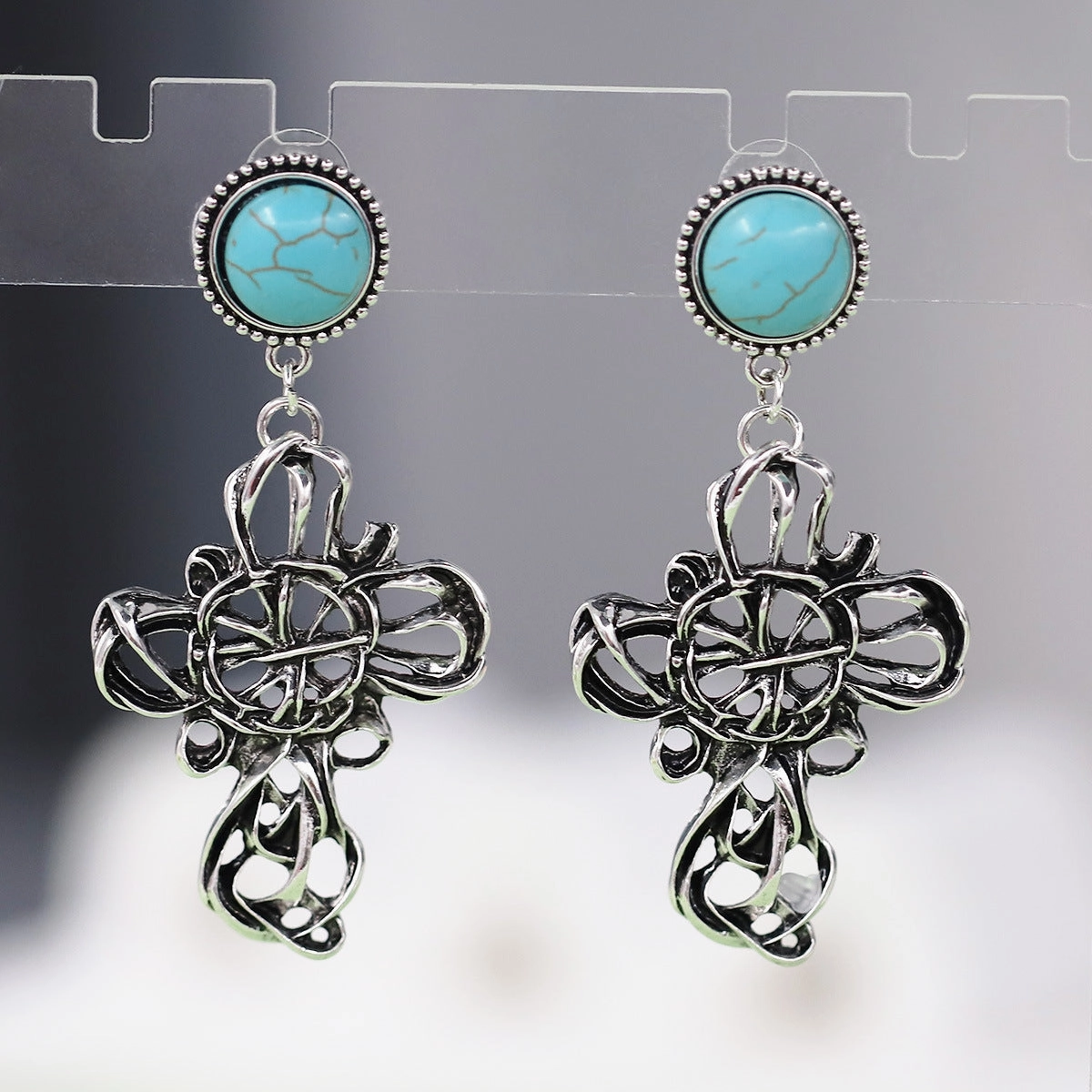 Wholesale Irregular Pleated Turquoise Earrings