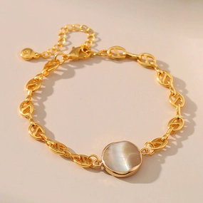 Wholesale Irregular Shell Bead Copper Bracelet