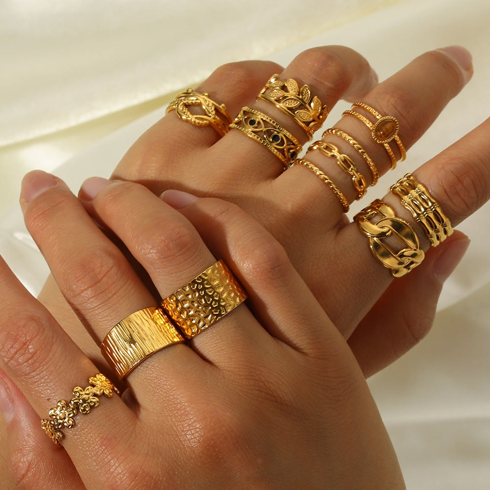 Wholesale Irregular Titanium Steel Plated 18K Gold Ring