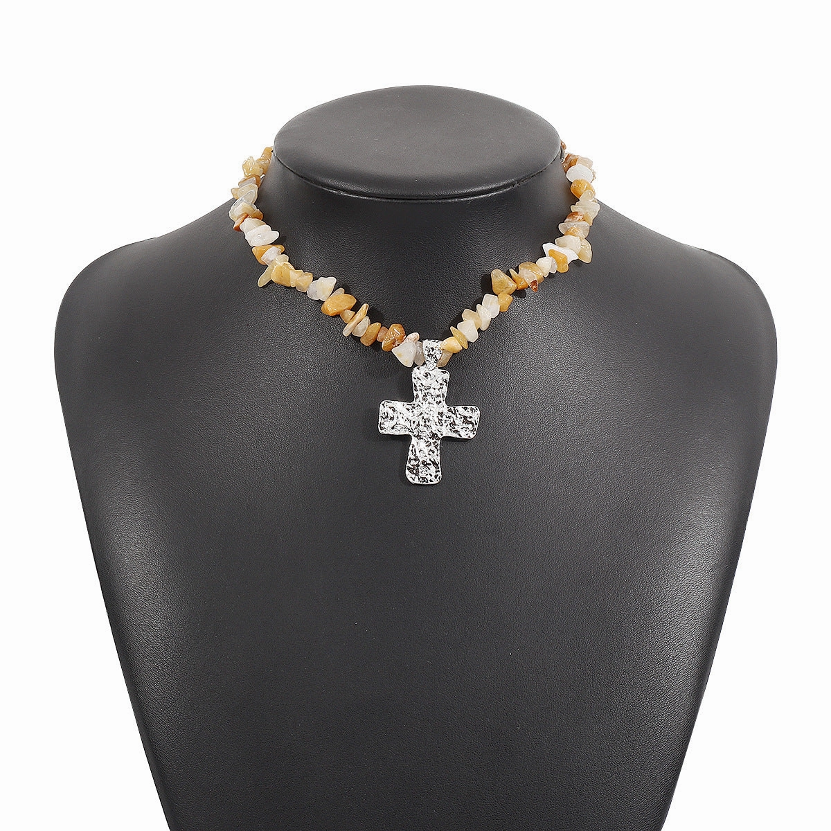 Wholesale Irregular Western Cowboy Style Natural Stone Turquoise Cross Necklace