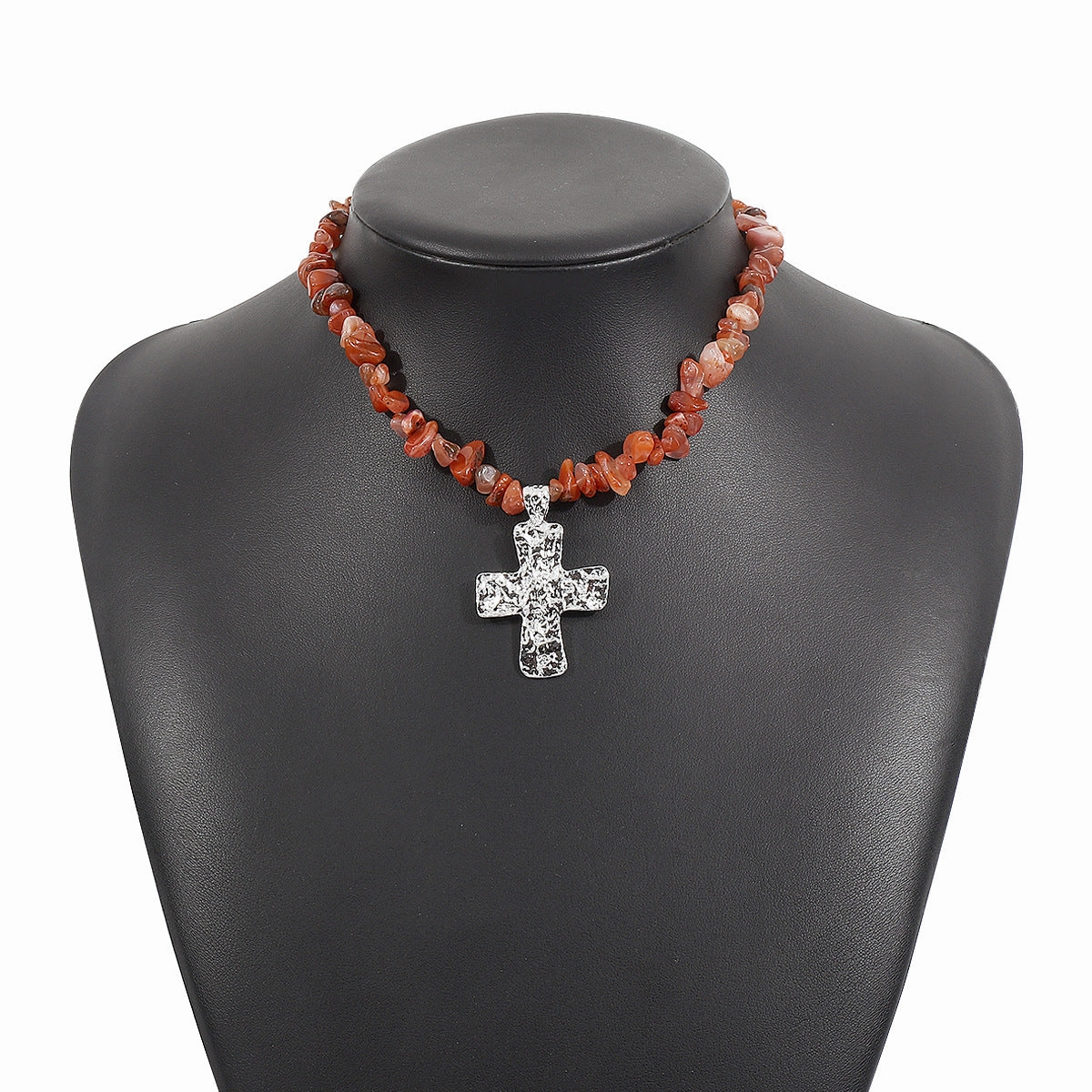 Wholesale Irregular Western Cowboy Style Natural Stone Turquoise Cross Necklace