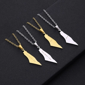 Wholesale Israel and Palestine Map Stainless Steel Necklace Collarbone Chain