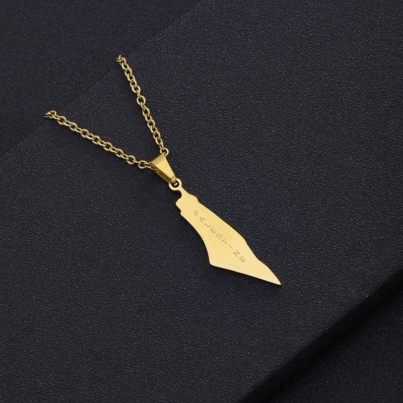 Wholesale Israel and Palestine Map Stainless Steel Necklace Collarbone Chain