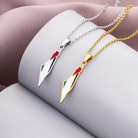 Wholesale Israel and Palestine Map Stainless Steel Necklace