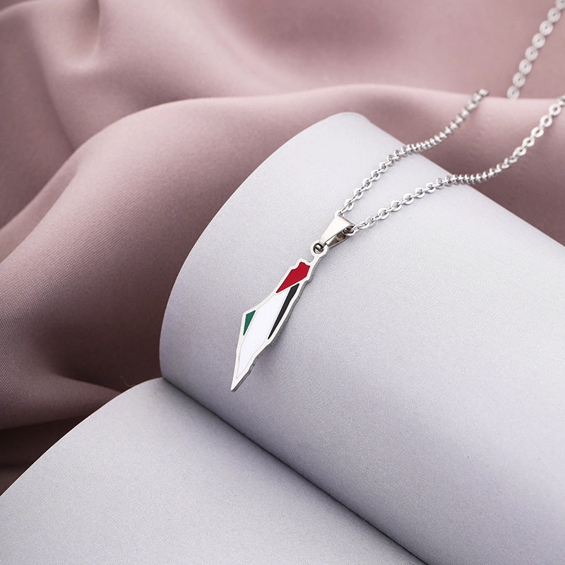 Wholesale Israel and Palestine Map Stainless Steel Necklace