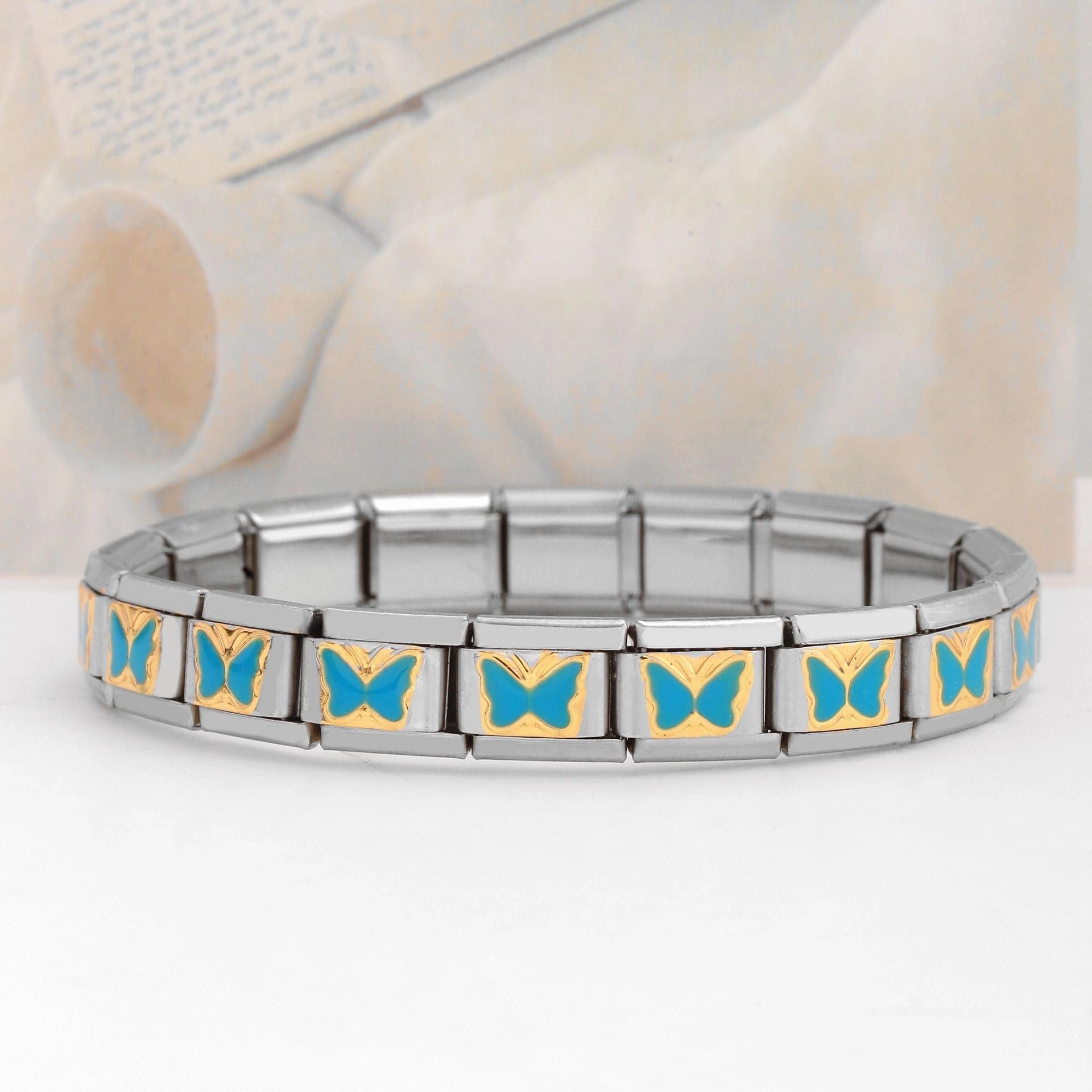 Wholesale Italian Charm Bracelet Stainless Steel Butterfly Series Bracelet Accessories Charms