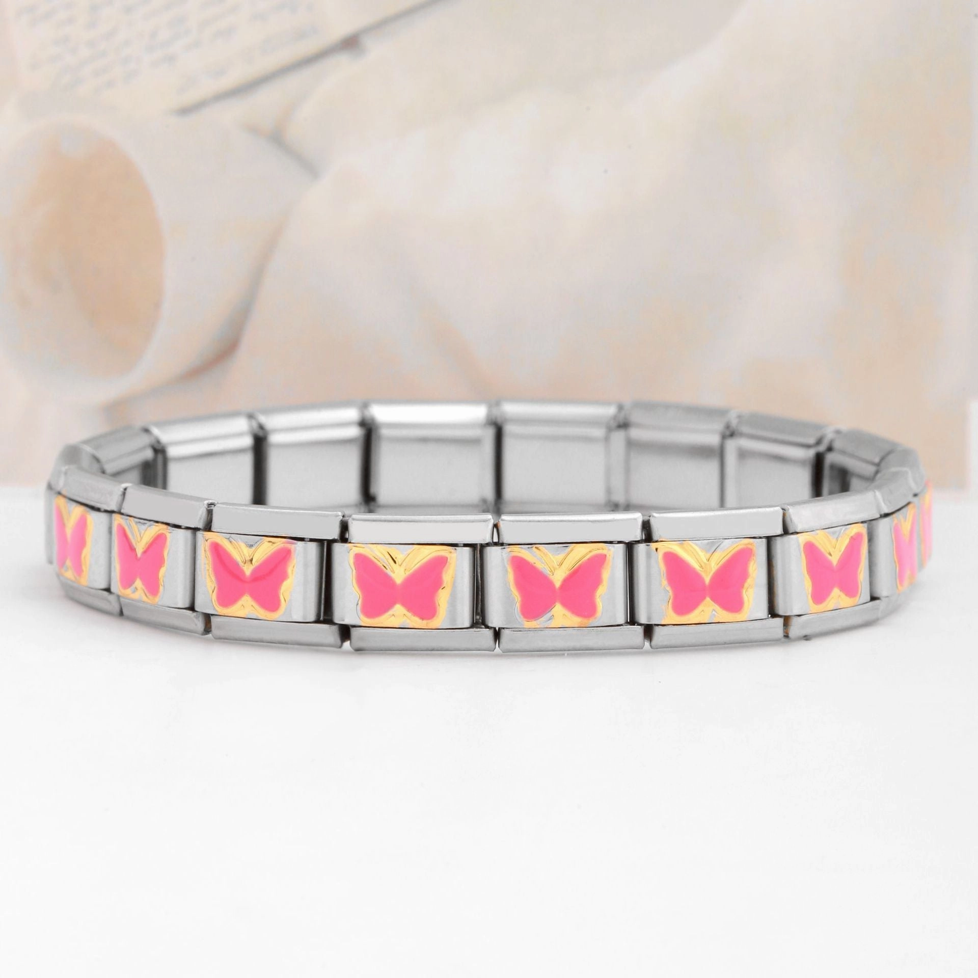Wholesale Italian Charm Bracelet Stainless Steel Butterfly Series Bracelet Accessories Charms