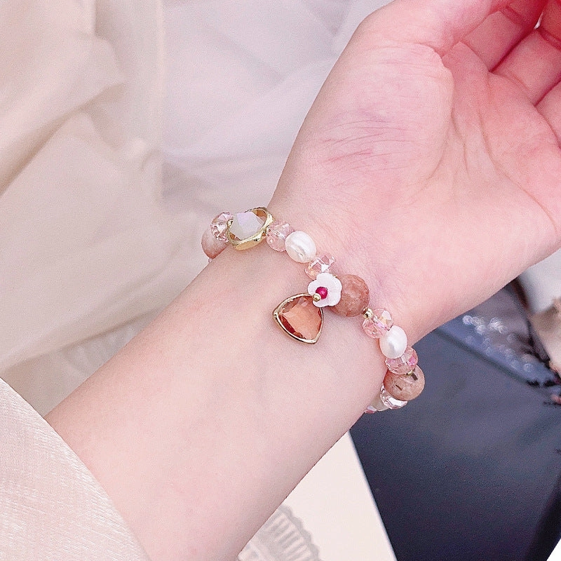 Wholesale Jade Pink Crystal Aquamarine Freshwater Pearl Bracelet