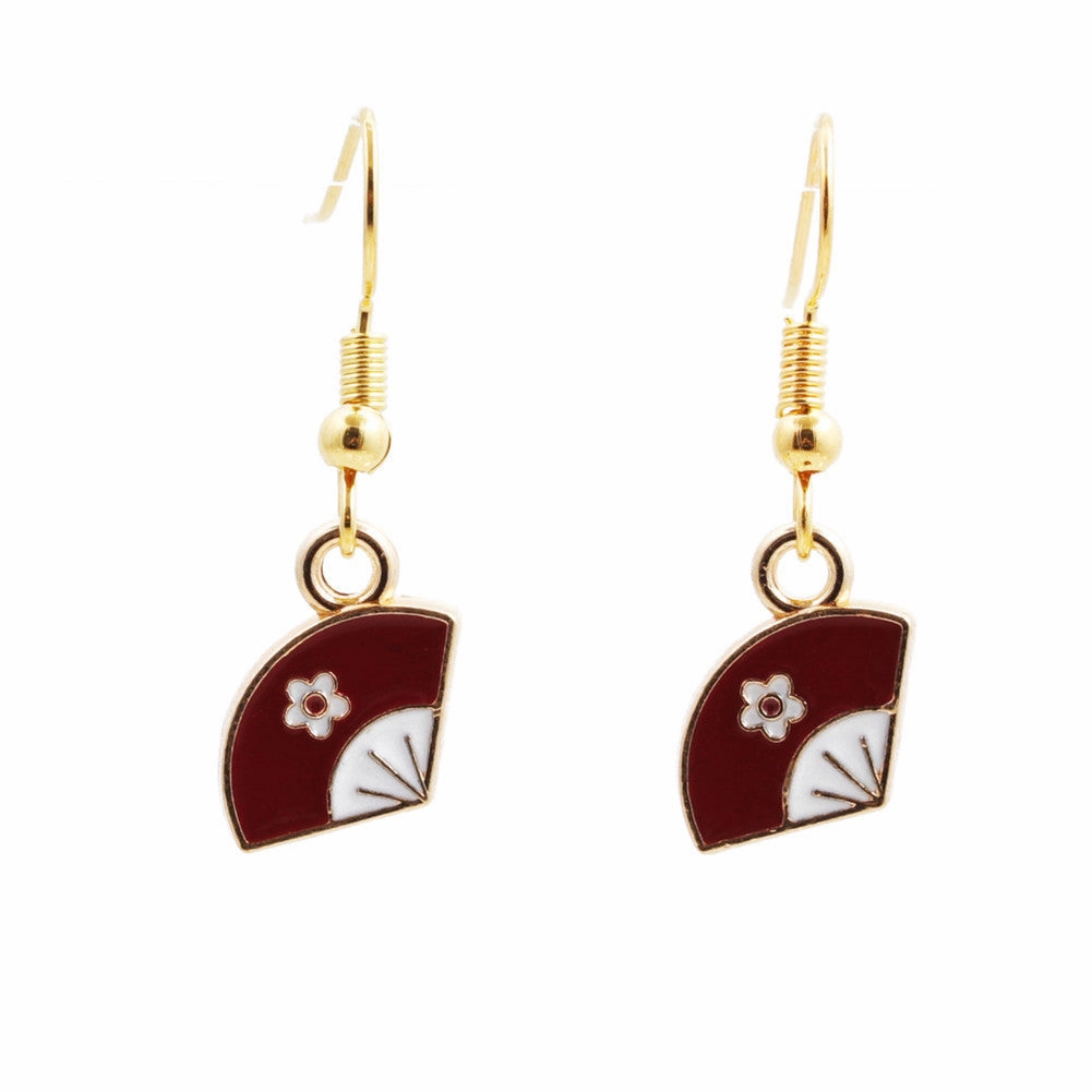 Wholesale Japanese Geisha Fan Alloy Earrings