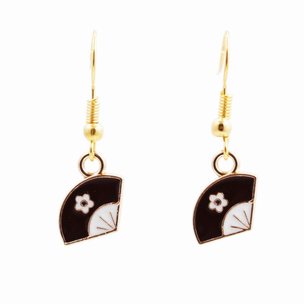 Wholesale Japanese Geisha Fan Alloy Earrings