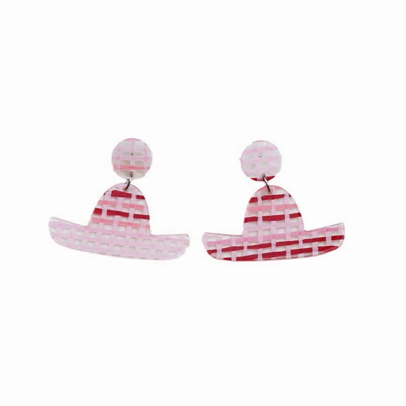 Wholesale Jelly Color Hat Canngue Acrylic Earrings