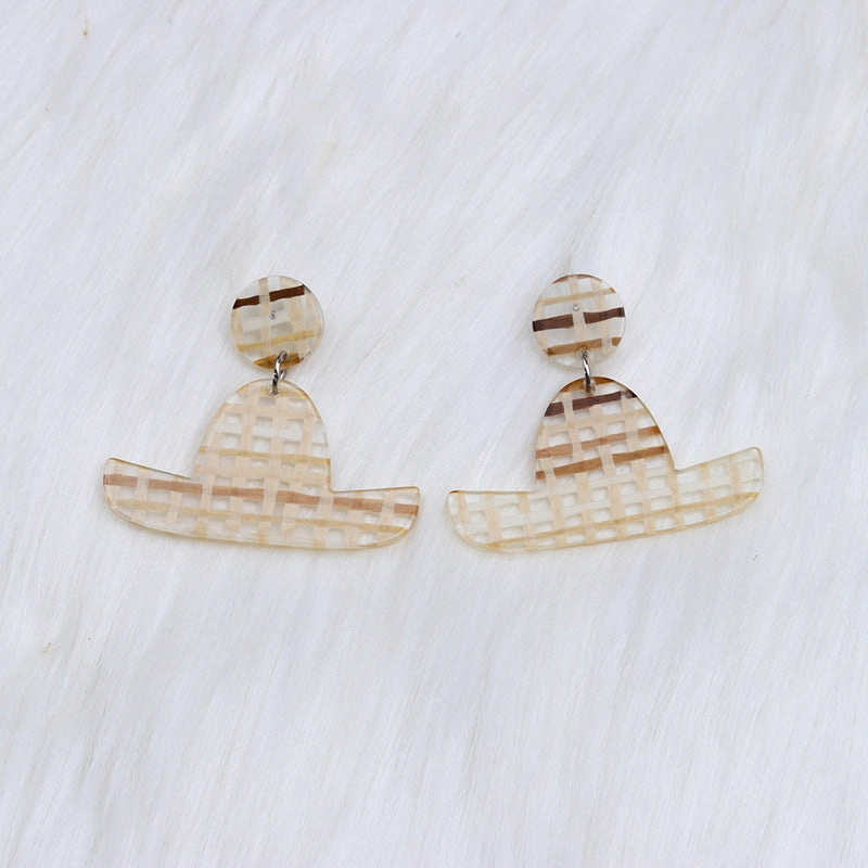Wholesale Jelly Color Hat Canngue Acrylic Earrings