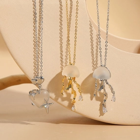 Wholesale Jellyfish New Pendant Minimalist Copper Necklace