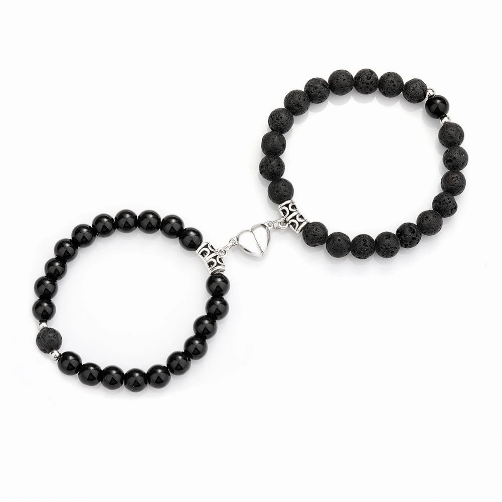 Wholesale Jewelry Alloy Magnet Natural Stone Couple Bracelet