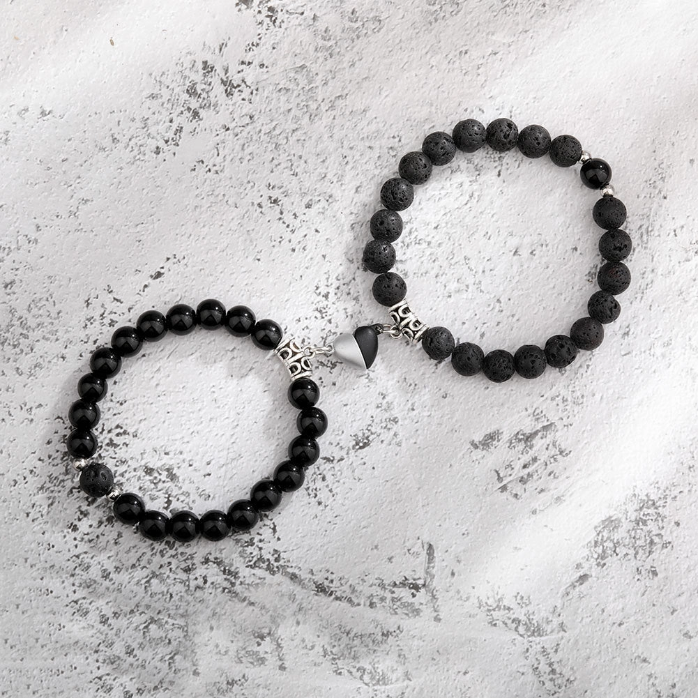 Wholesale Jewelry Alloy Magnet Natural Stone Couple Bracelet