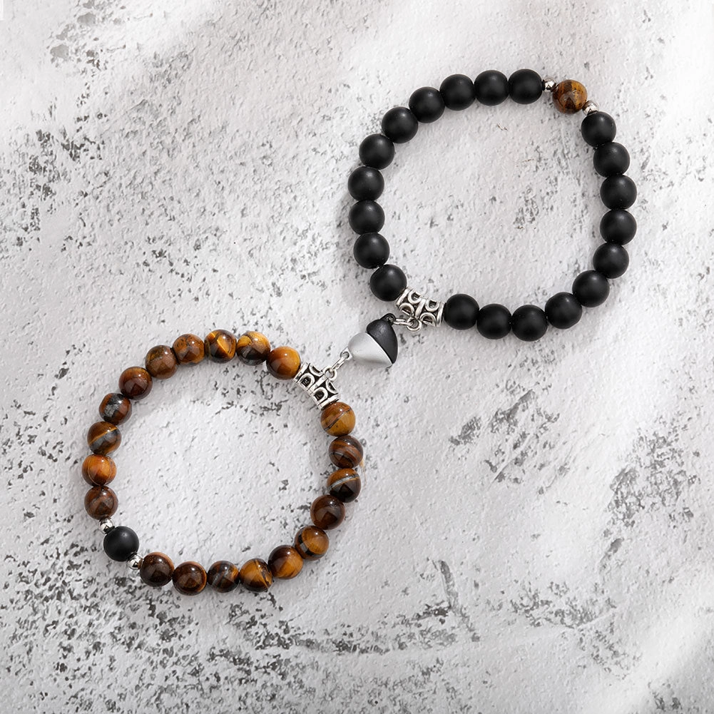 Wholesale Jewelry Alloy Magnet Natural Stone Couple Bracelet