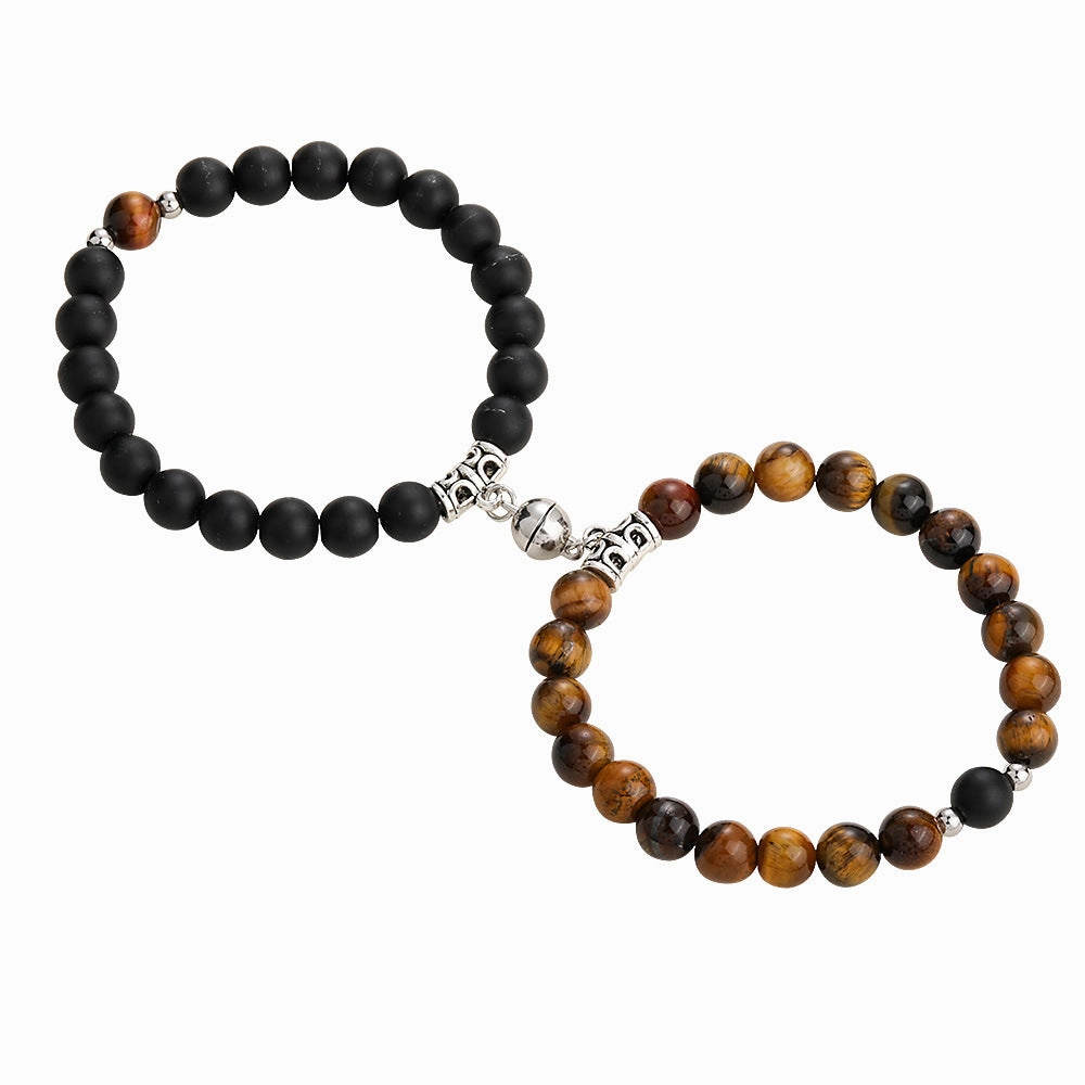 Wholesale Jewelry Alloy Magnet Natural Stone Couple Bracelet