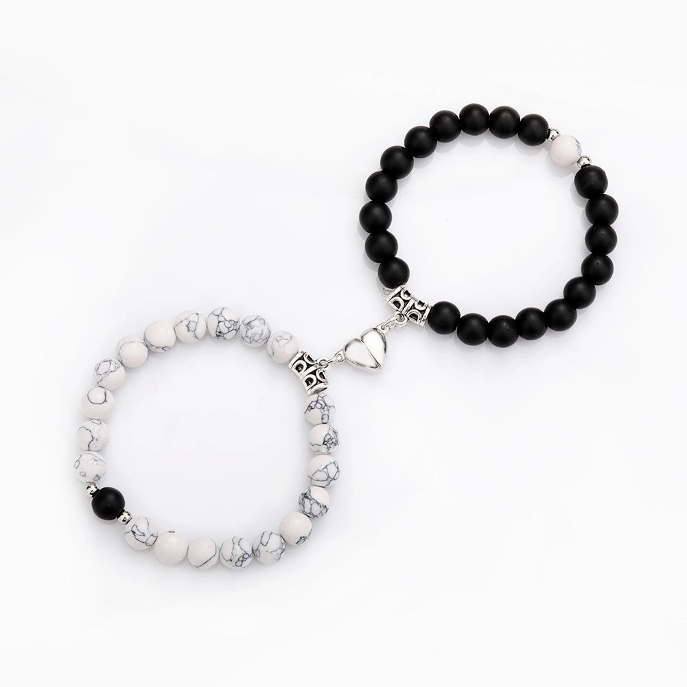 Wholesale Jewelry Alloy Magnet Natural Stone Couple Bracelet