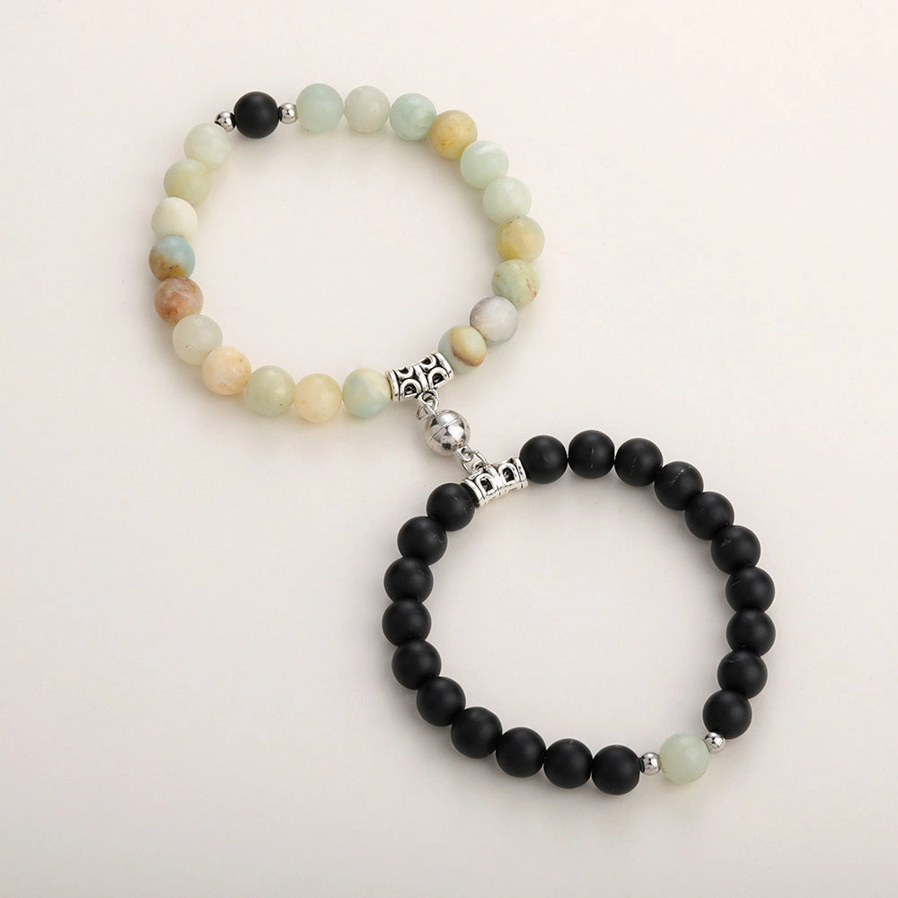 Wholesale Jewelry Alloy Magnet Natural Stone Couple Bracelet
