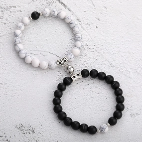 Wholesale Jewelry Alloy Magnet Natural Stone Couple Bracelet