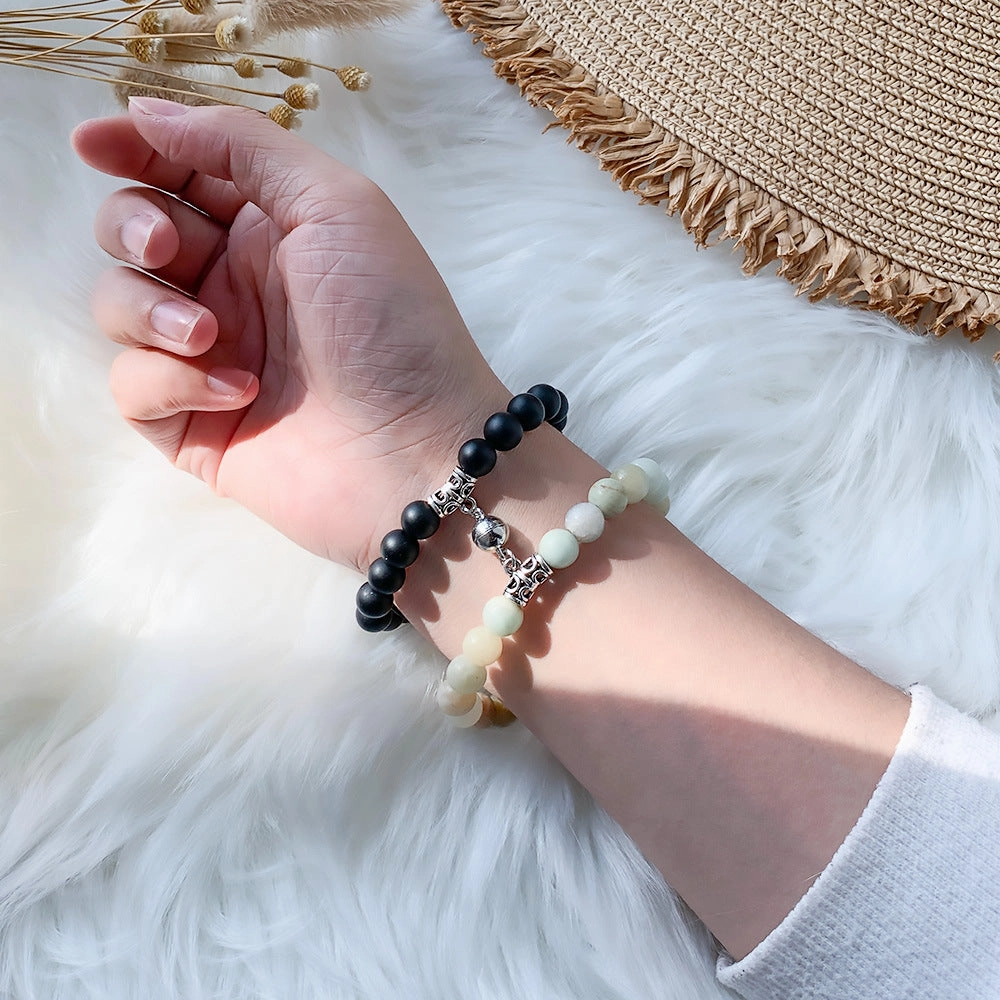 Wholesale Jewelry Alloy Magnet Natural Stone Couple Bracelet