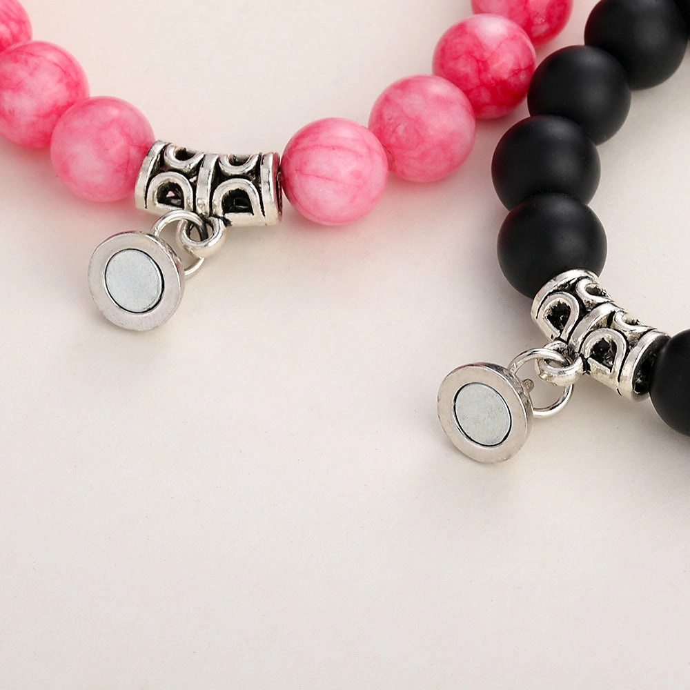 Wholesale Jewelry Alloy Magnet Natural Stone Couple Bracelet