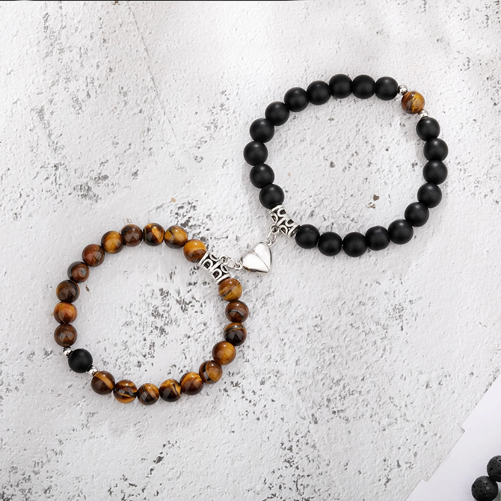 Wholesale Jewelry Alloy Magnet Natural Stone Couple Bracelet