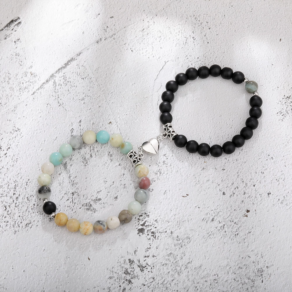 Wholesale Jewelry Alloy Magnet Natural Stone Couple Bracelet