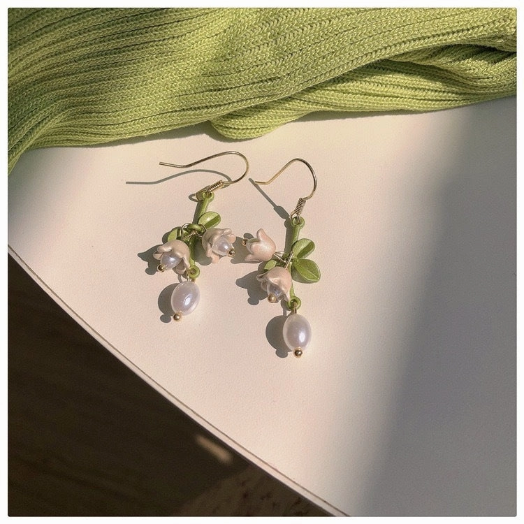 Wholesale Jewelry Alloy White Lily of the Valley Bracelet Set