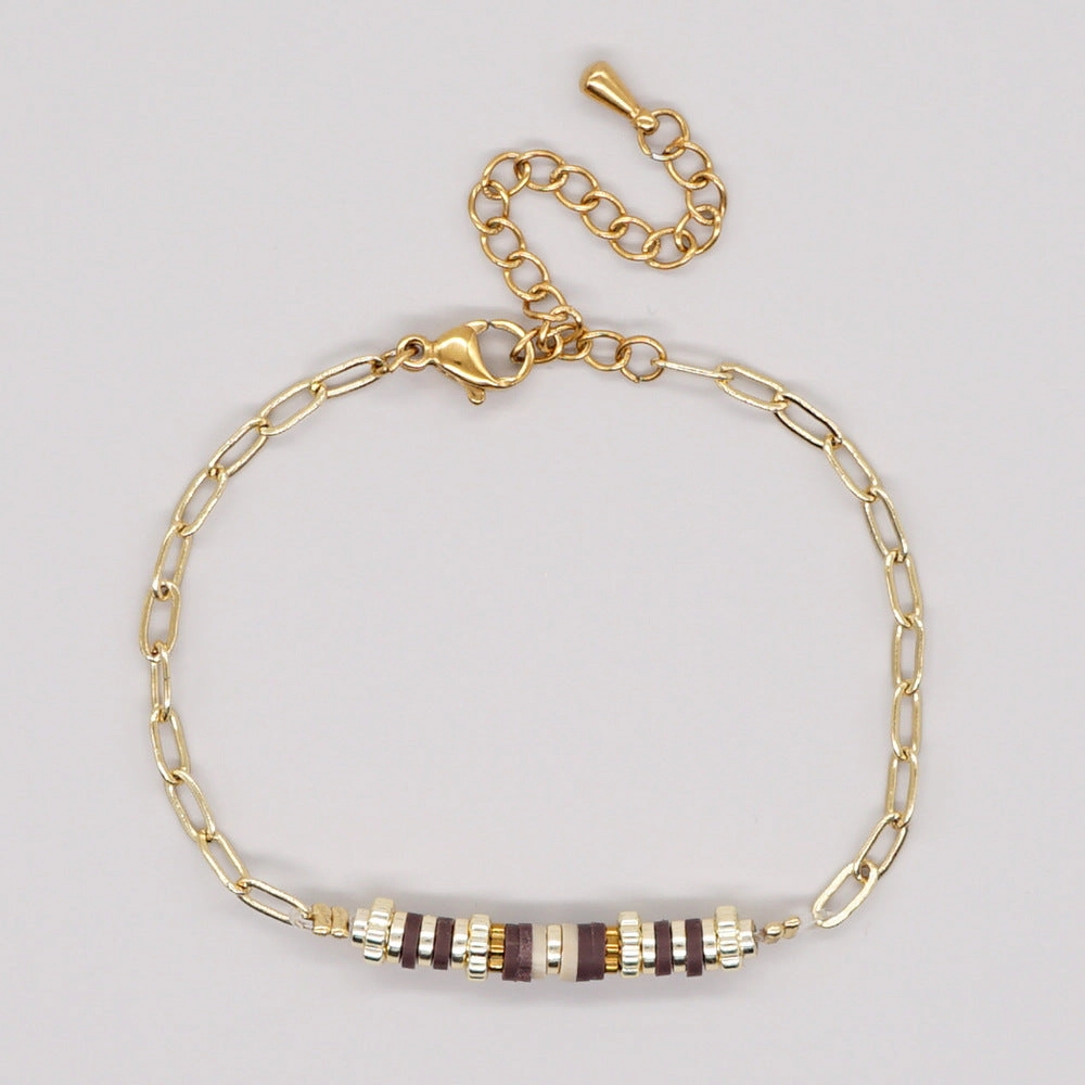Wholesale Jewelry Bohemian Alphabet Heart Multicolor Glass Bracelet