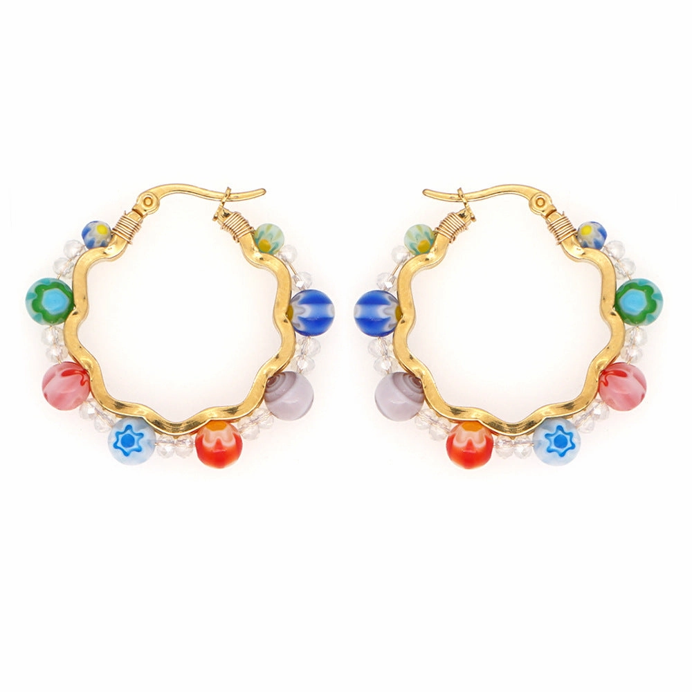 Wholesale Jewelry Bohemian Eyes Smoky Glass Earrings