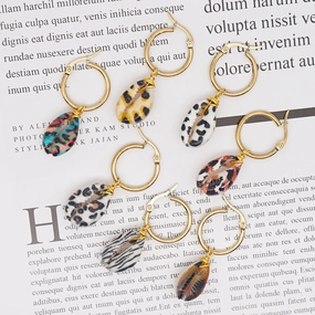 Wholesale Jewelry Bohemian Leopard Print Shell Earrings