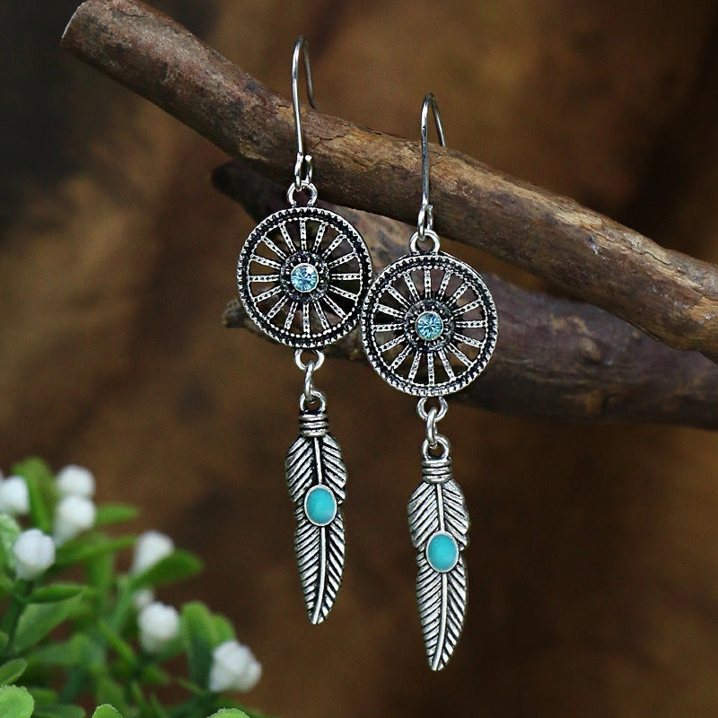 Wholesale Jewelry Bohemian Turquoise Alloy Earrings