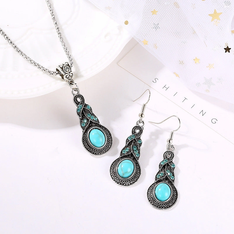 Wholesale Jewelry Bohemian Turquoise Alloy Earrings Set