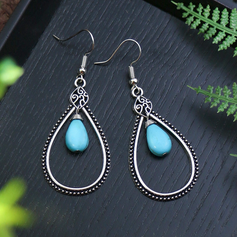 Wholesale Jewelry Bohemian Turquoise Alloy Earrings