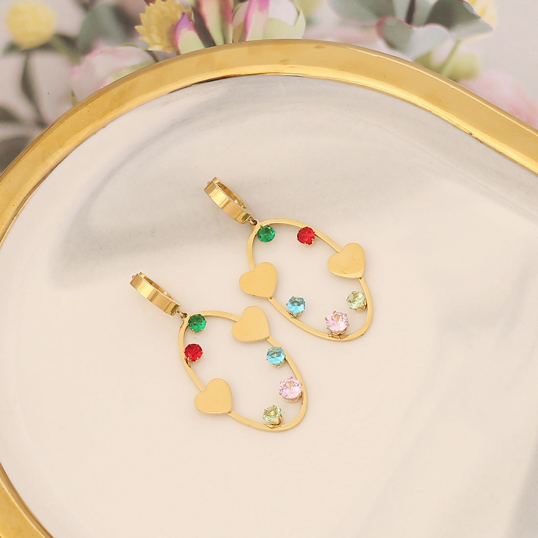 Wholesale Jewelry Butterfly Heart Stainless Steel Earrings