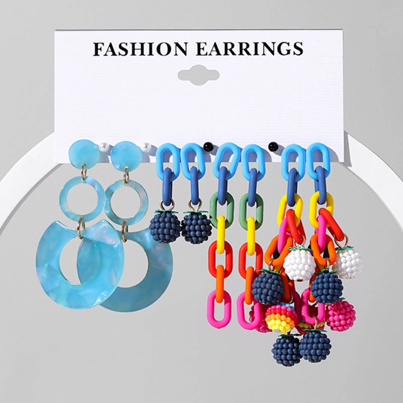 Wholesale Jewelry Candy Color Acrylic Earrings Set