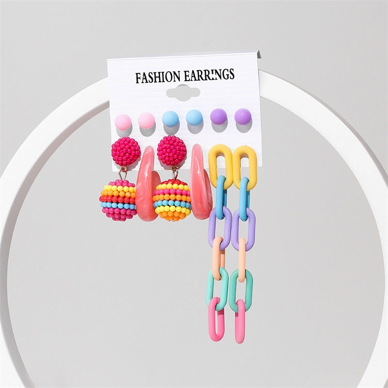 Wholesale Jewelry Candy Color Acrylic Earrings Set