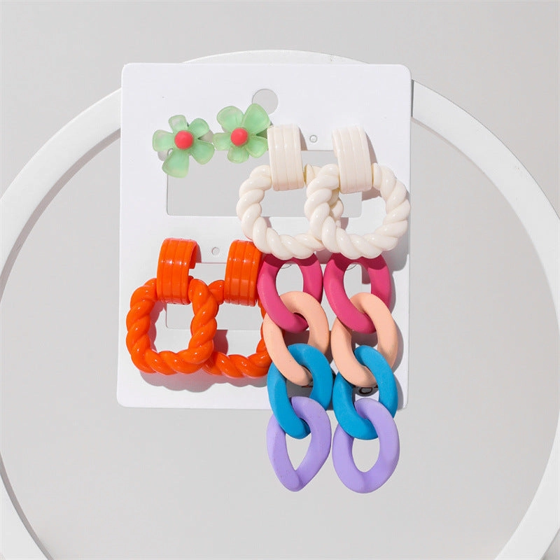 Wholesale Jewelry Candy Color Acrylic Earrings Set