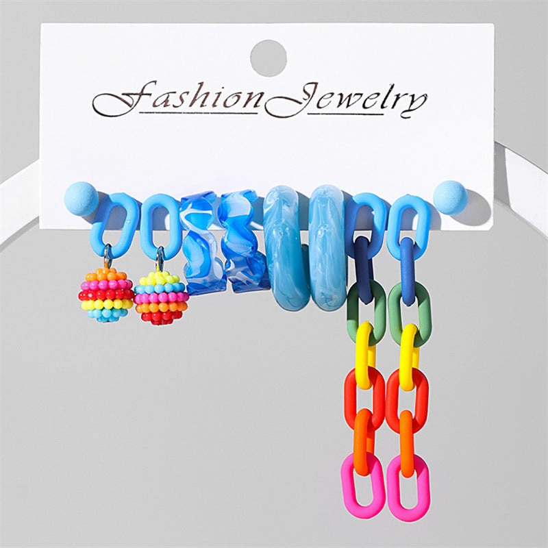 Wholesale Jewelry Candy Color Acrylic Earrings Set