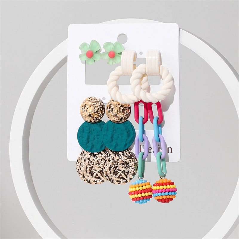 Wholesale Jewelry Candy Color Acrylic Earrings Set