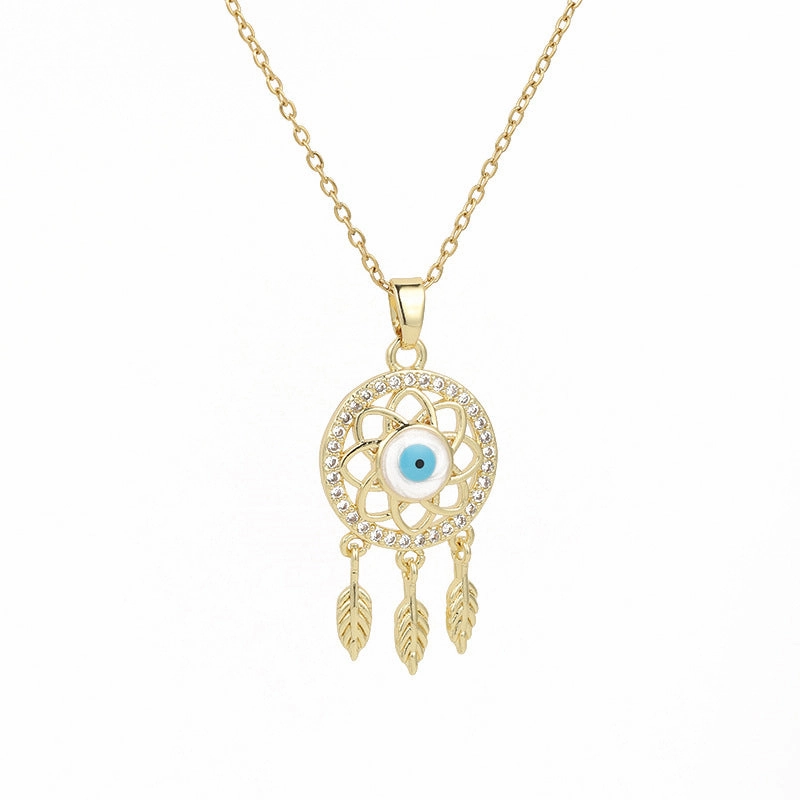 Wholesale Jewelry Christmas Eye Dream Catcher Stainless Steel Tassel Clavicle Chain