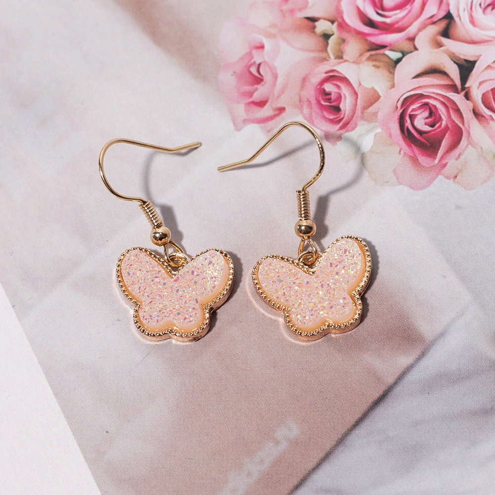 Wholesale Jewelry Color Resin Butterfly Alloy Earrings