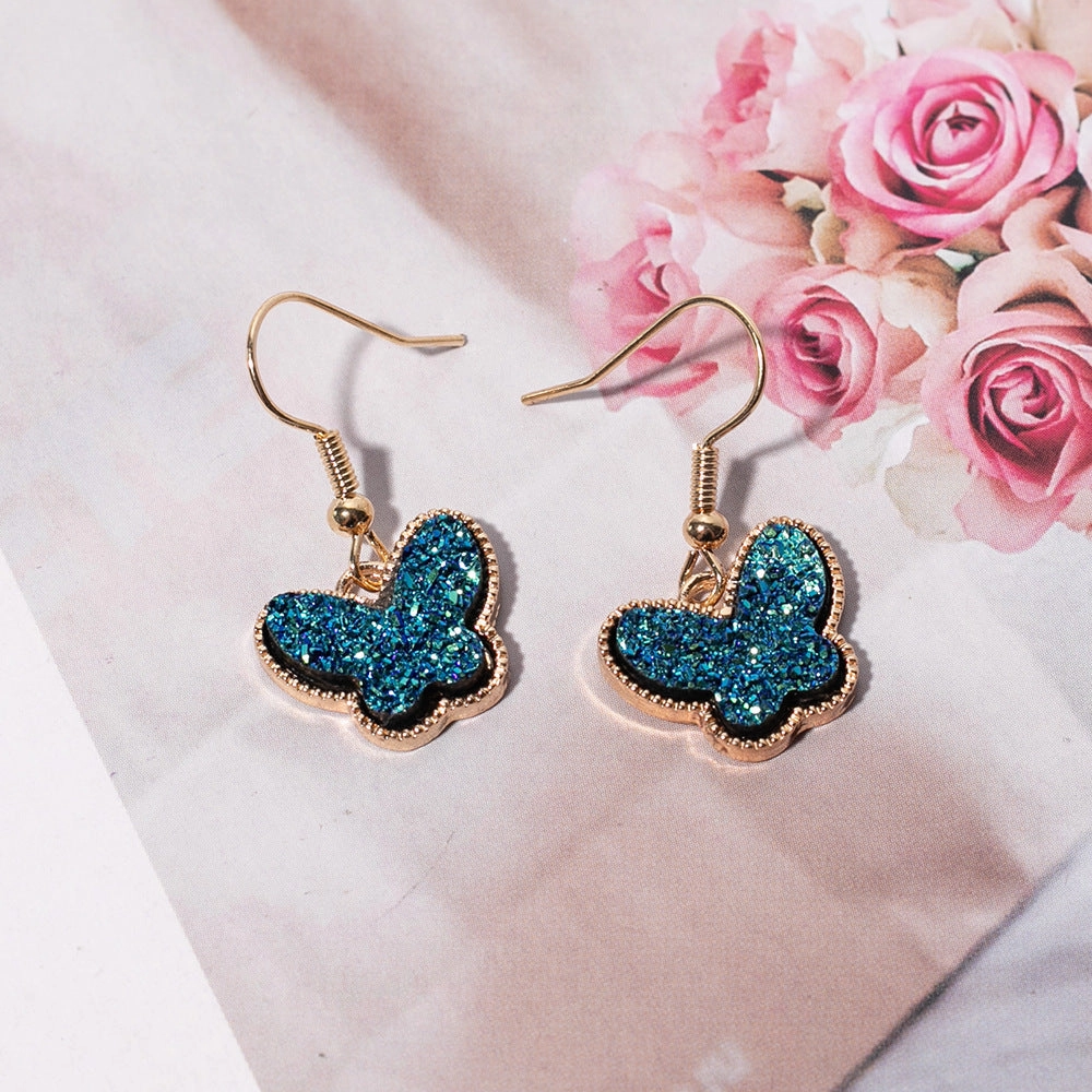 Wholesale Jewelry Color Resin Butterfly Alloy Earrings